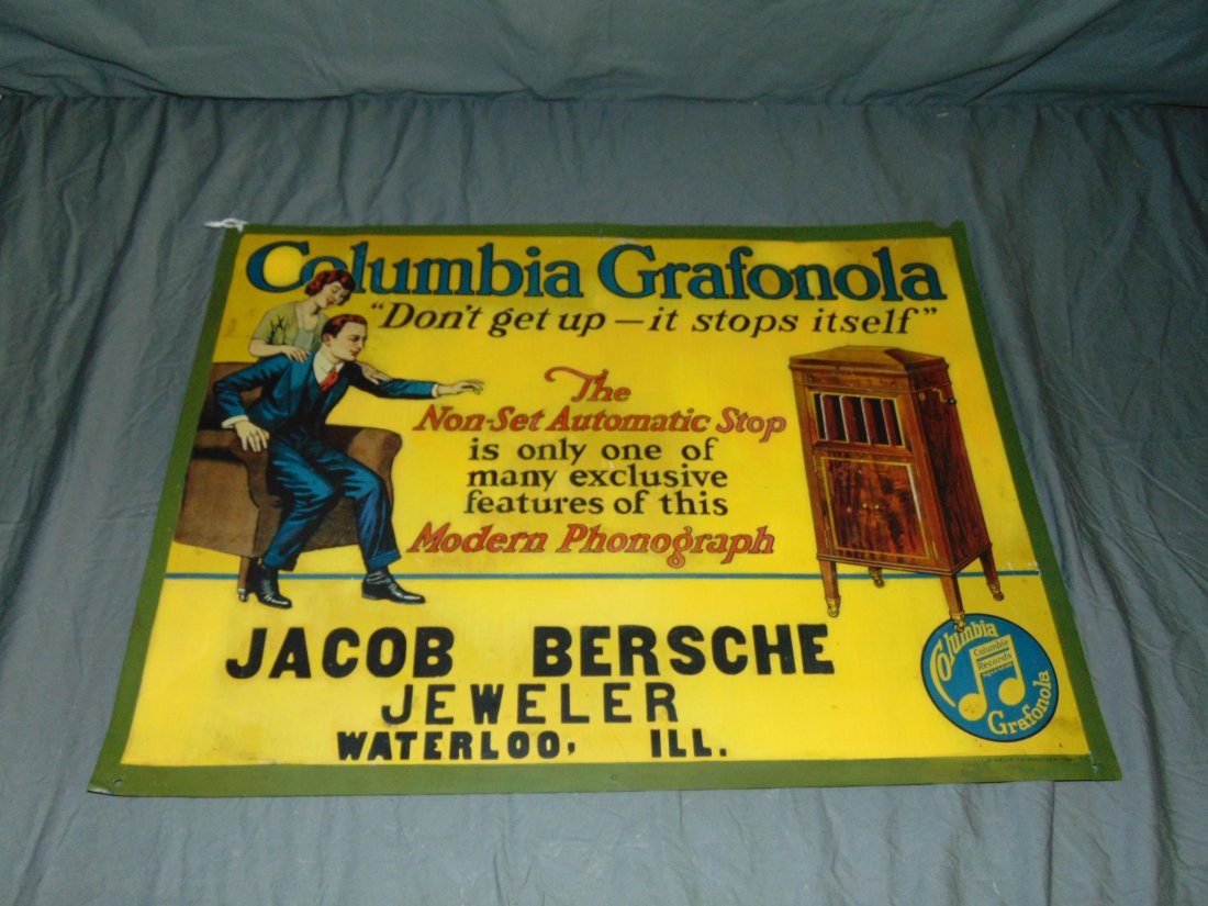 Columbia Grafonola. Tin Adv. Sign (1 of 4)