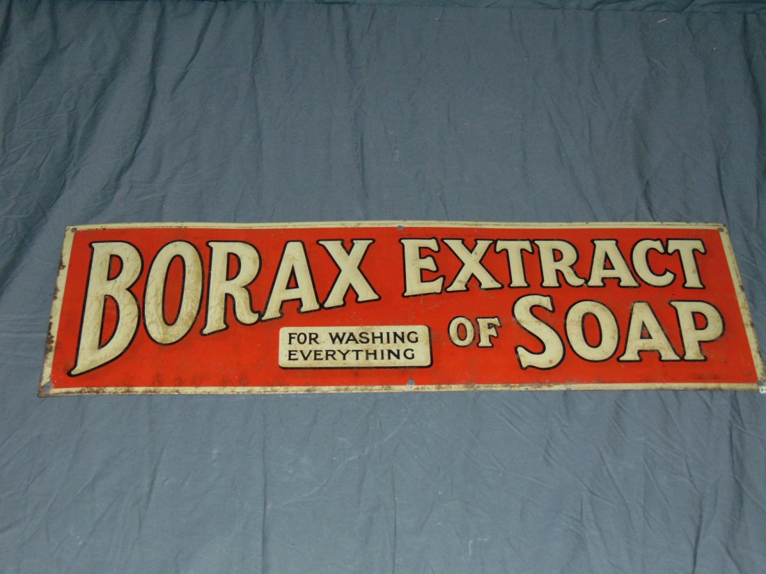 Borax Extract of Soap Embossed Tin Sign. (1 of 4)