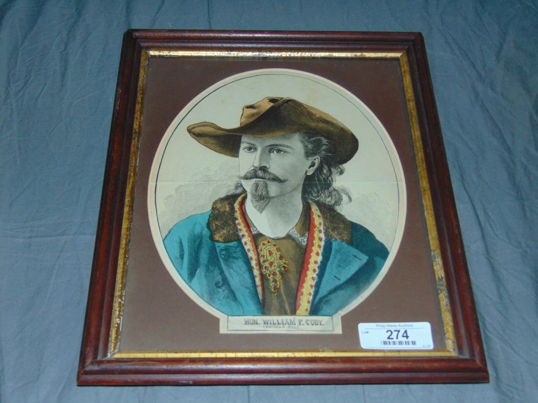Hand Colored Buffalo Bill Lithograph. (1 of 2)