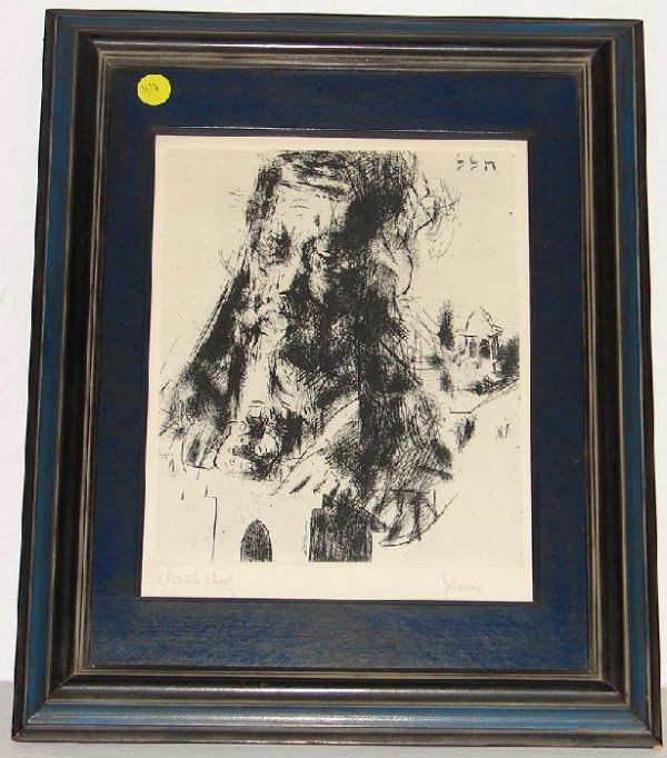 JACK LEVINE KING DAVID ARTIST PROOF ETCHING: LOT CONSISTS OF AN ARTIST PROOF ETCHING OF "KING DAVID" BY JACK LEVINE. APPROX. 8-1/2" X 11".
