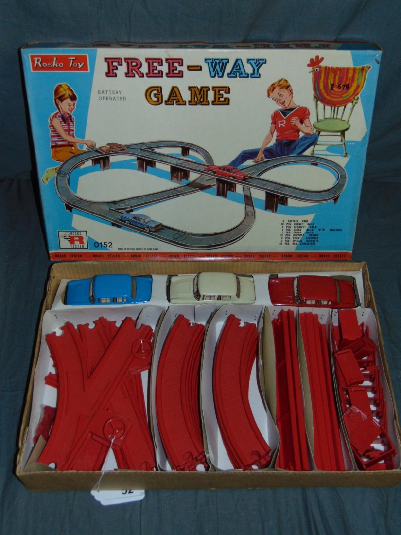 1950's Boxed Rosko B/O Free-Way Racing Game (1 of 6)