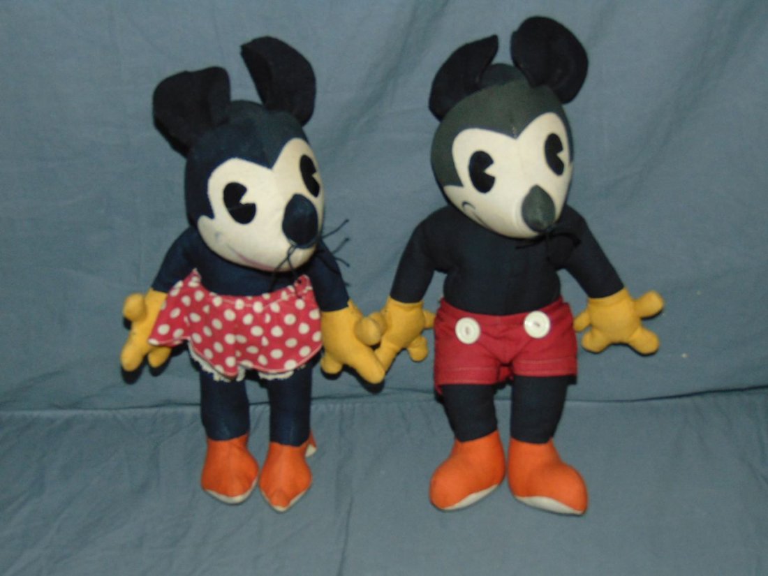 Pair of Early Cloth Mickey & Minnie Mouse Dolls (1 of 4)