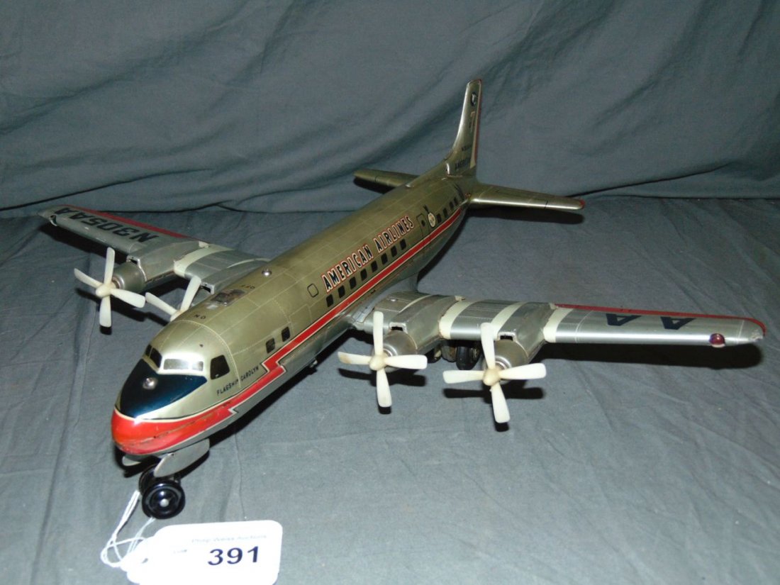 1950's Line Mar Dc 7 Battery Operated American Airlines Toy
