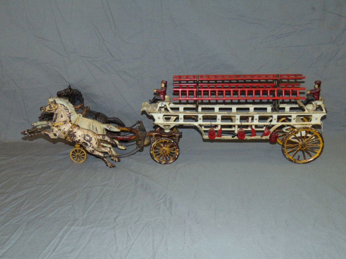 Oversized Cast Iron Hook & Ladder Fire Wagon (1 of 10)