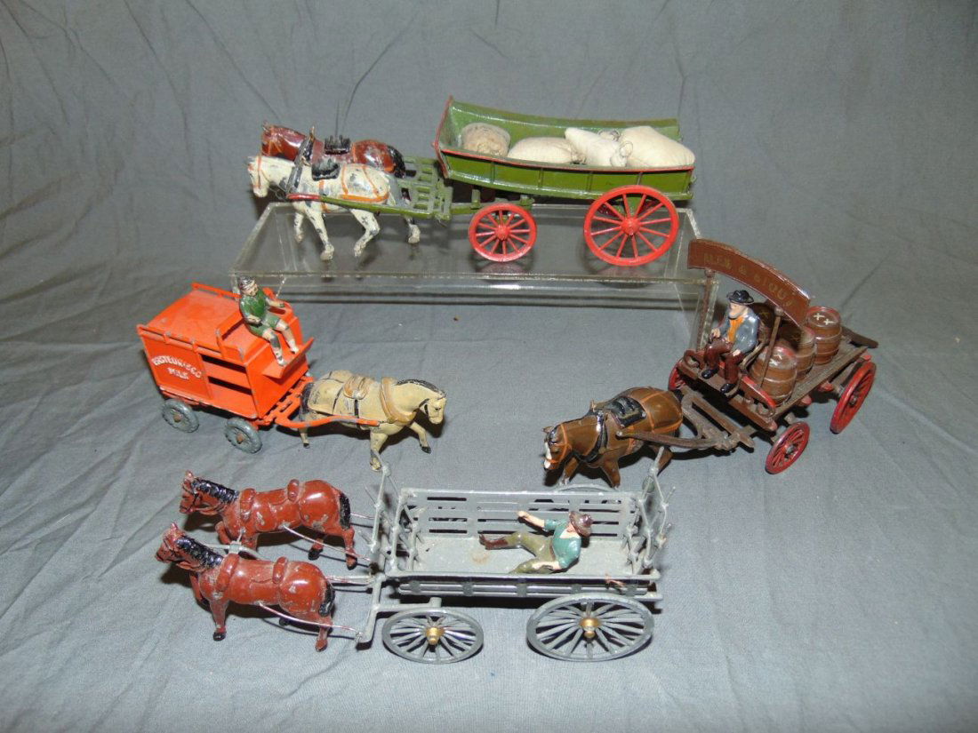 Lot of Assorted Lead Horse Drawn Toy Wagons (1 of 5)