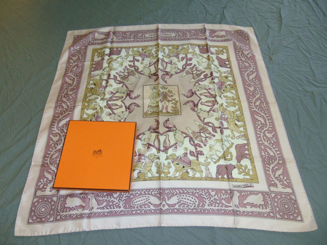 Hermes Silk Scarf "Early America"+box. (1 of 5)