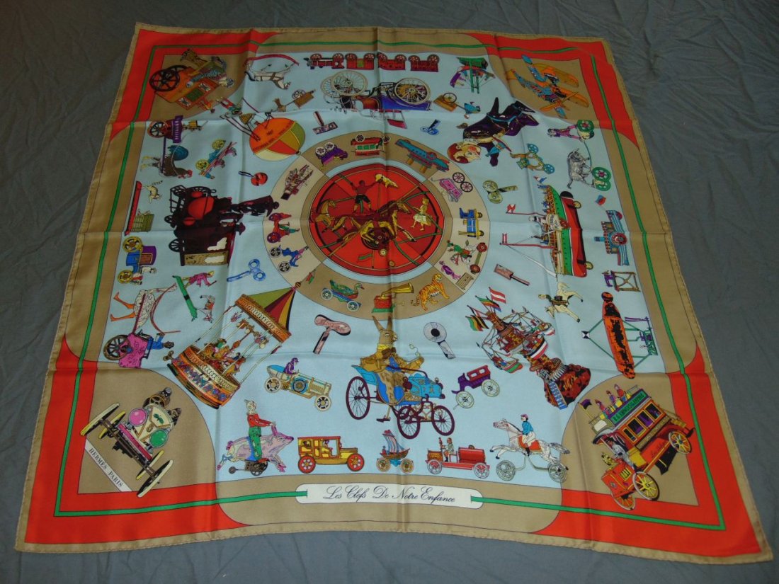 Hermes Silk Scarf "Les Clefs De Notre Enfance"+box (1 of 4)