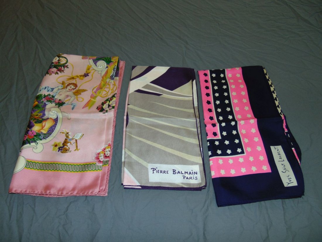 Vintage Designer Silk Scarves. Lot of 3. (1 of 4)