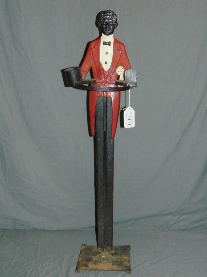Figural Cast Iron Black Butler Smoking Stand (1 of 4)