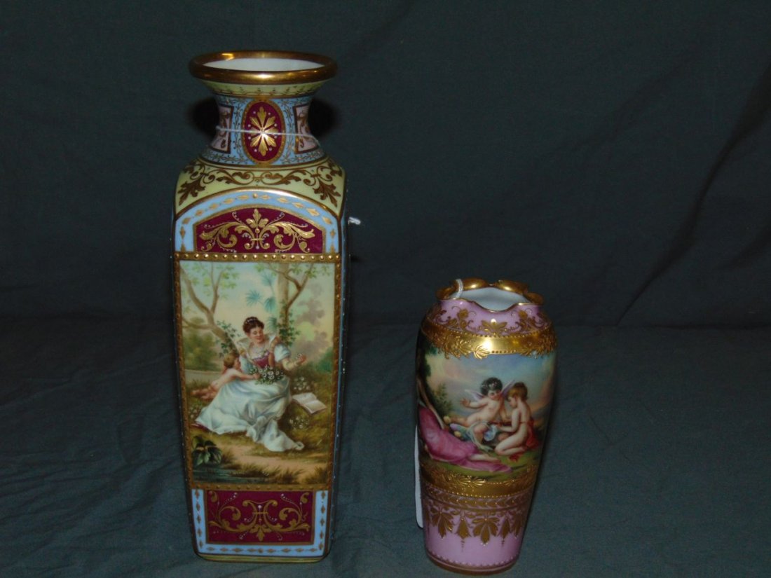 2 Piece Porcelain Vase Lot, Royal Vienna/Dresden (1 of 5)