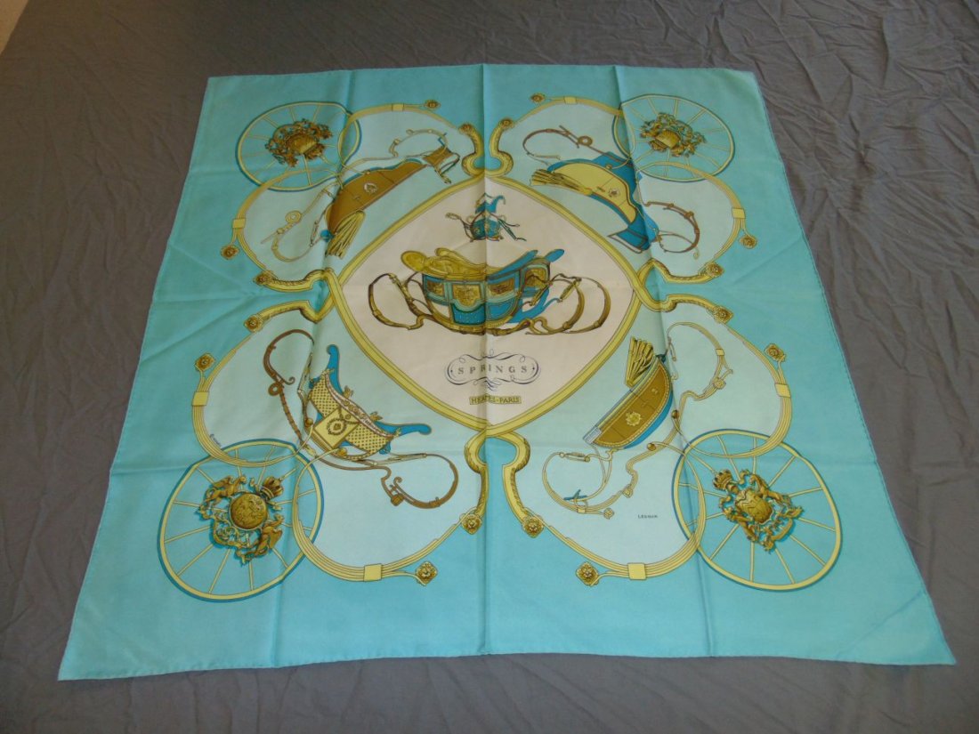 Hermes Silk Scarf. "Springs" with Box. (1 of 5)