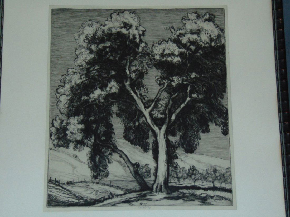 Roi Partide Etching, Trees, Signed (1 of 3)