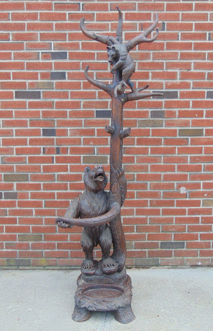 Figural Carved Black Forest Bear Hall Tree (1 of 10)