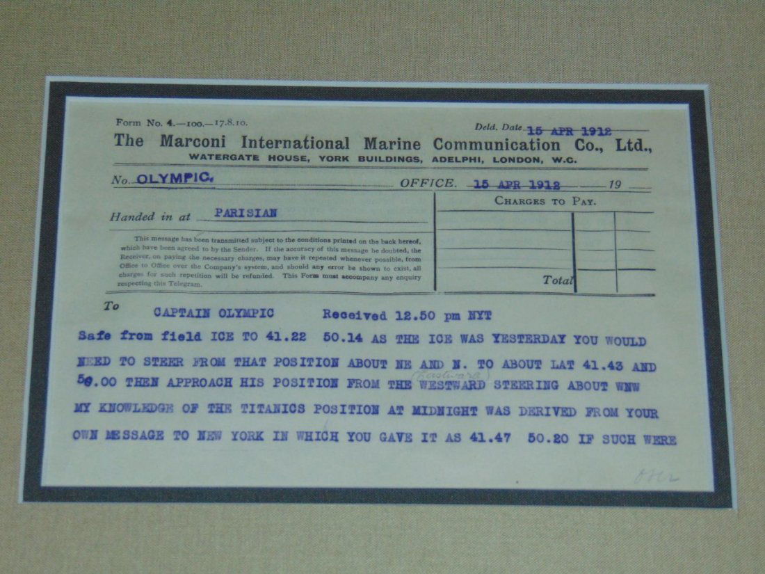 1912 Titanic Disaster Marconi Message (1 of 2)