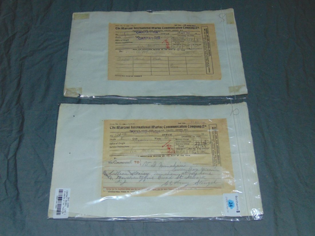 Lot of 4 Titanic Marconigrams (1 of 6)