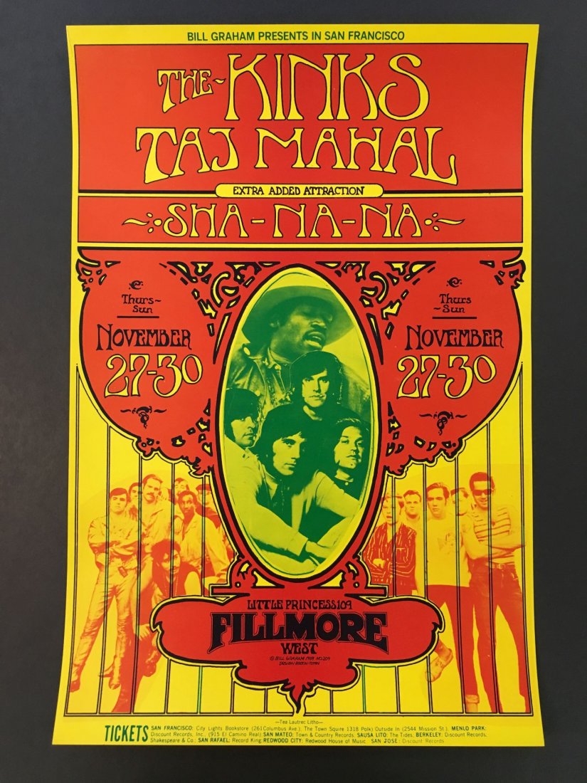 1969 The Kinks Taj Mahal BG204 Concert Poster (1 of 5)