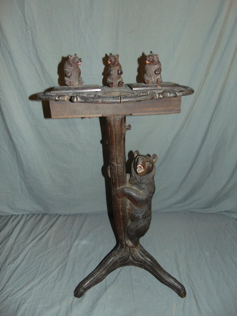 Black Forest Carved Bear Smoking Stand Table (1 of 8)