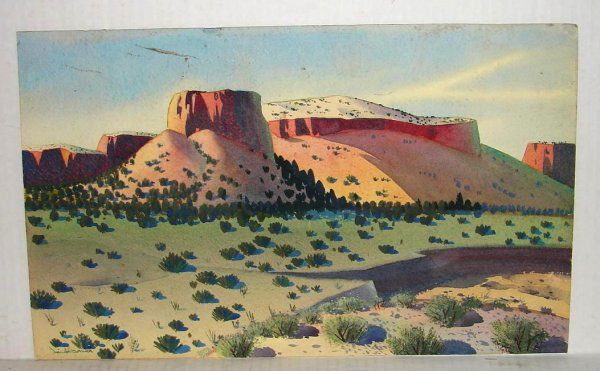 SANDOR BERNATH. ORIGINAL WATERCOLOR.: 17 X 11" MESA AND OPEN COUNTRY. VG.
