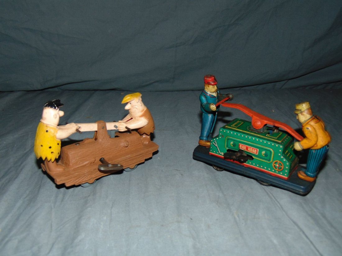 2 Windup Toy Handcars, Flintstones & Tom & Dick (1 of 3)
