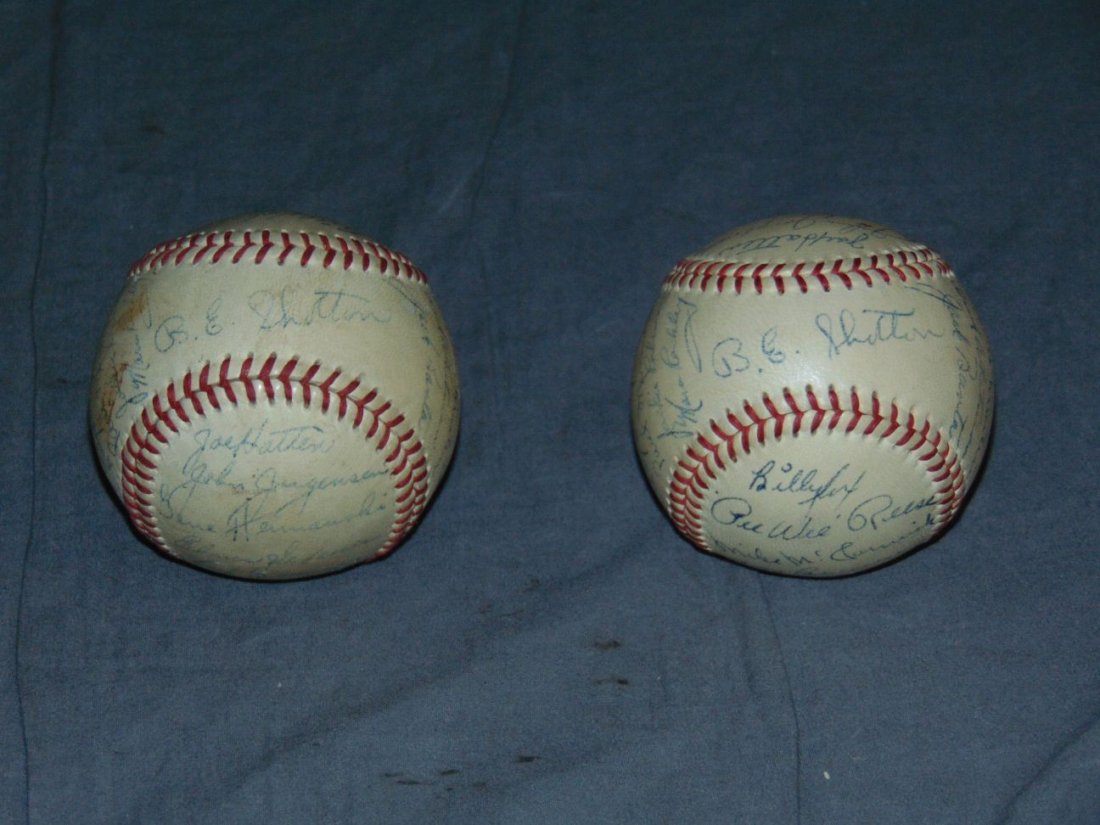 Lot of 2 Signed 1950's Dodger Balls (1 of 10)