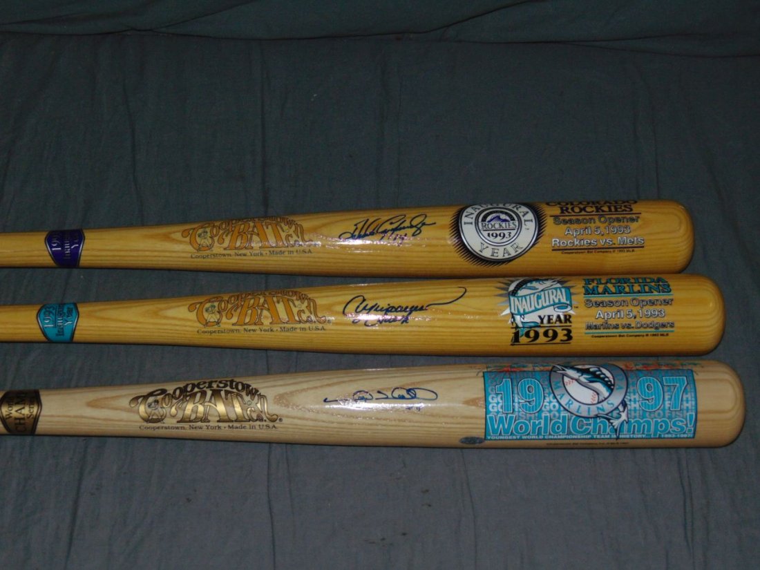 Lot of Three Cooperstown Single Signed Bat (1 of 4)