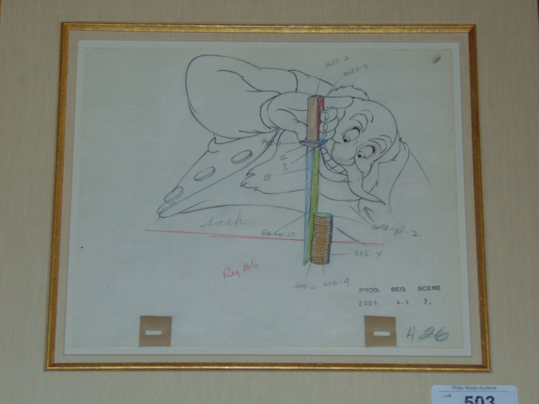1940 Pinocchio "Stromboli" Production Drawing (1 of 4)