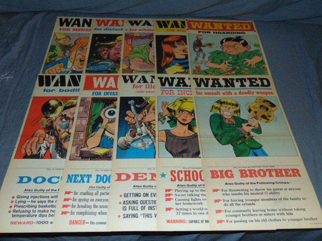 (10) 1967 Topps Wacky Wanted Posters (1 of 5)