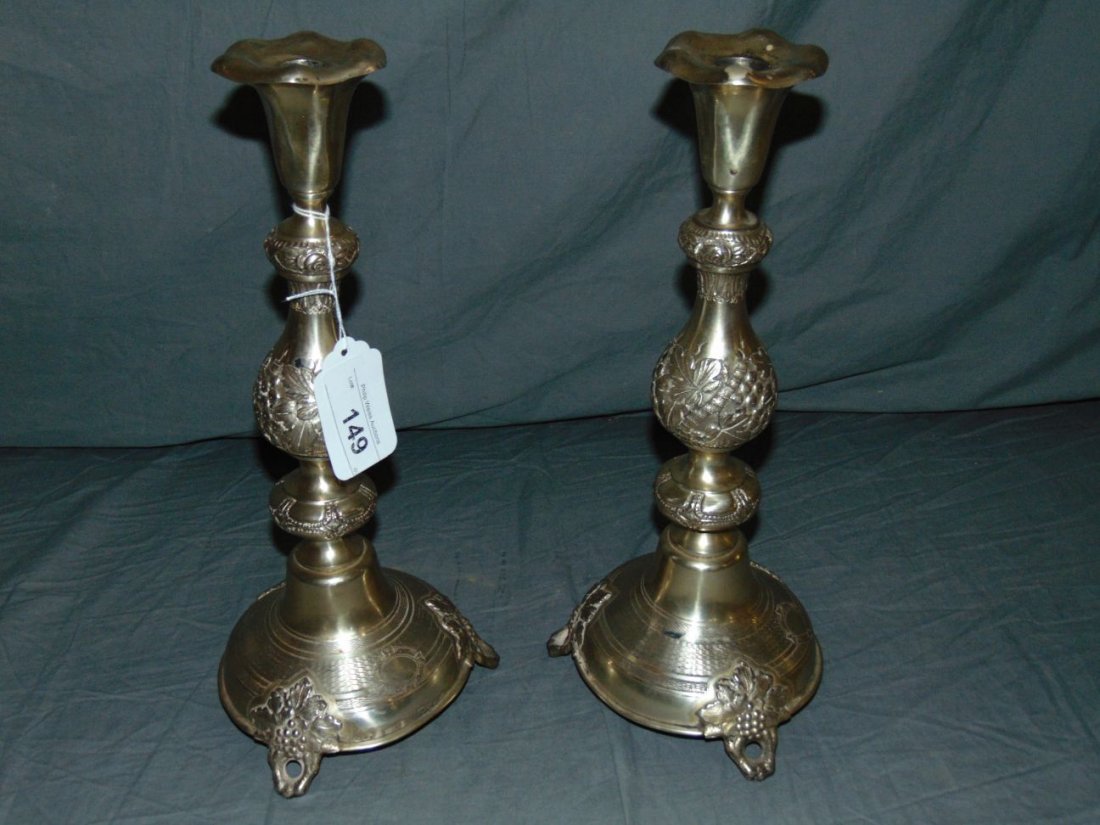 Pair of Russian Silver Sabbath Candlesticks, 1883 (1 of 3)