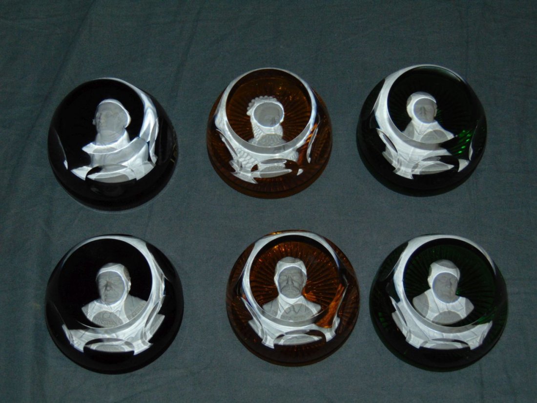 Baccarat /Crystal Sevres Paperweights. Lot of 6. (1 of 4)
