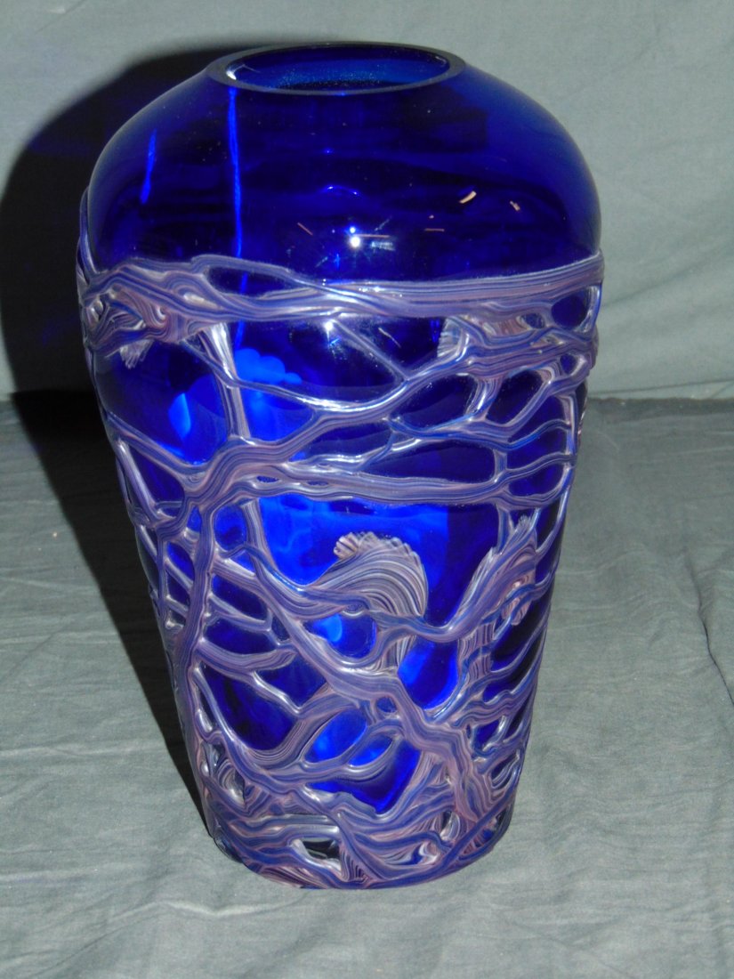 Interesting Art Glass Vase with Overlay (1 of 6)