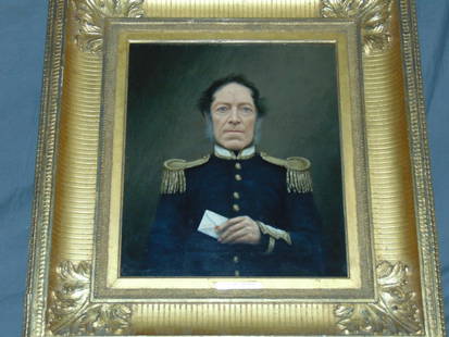 Thomas Waterman Wood, O/C Military Portrait: Lot consists of an oil on canvas painting of a "Major French", by Thomas Waterman Wood (1823 - 1903). Signed lower left "T.W. Wood" and appears to be dated 18?2. Sight seen approx. 11.5" x 13.5". Well