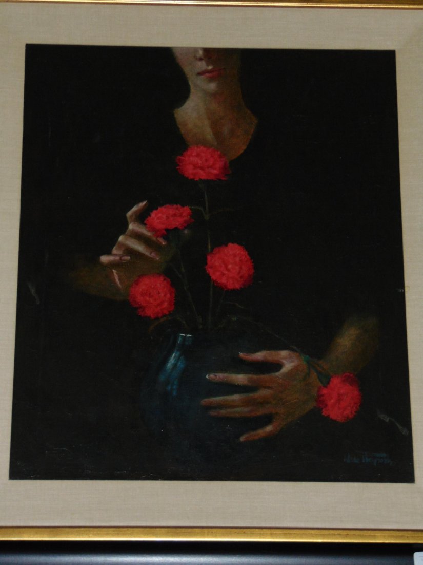 Wade Reynolds, Oil on Canvas, Woman with Flowers (1 of 4)