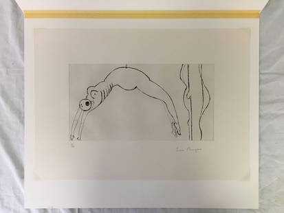 Louise Bourgeois, Signed Limited Ed Drypoint: Louise Bourgeois, "Arched Figure", Drypoint, circa 1993. Sight seen approx. 8" x 15". Pencil signed lower right, and numbered lower left 9/50. (A)