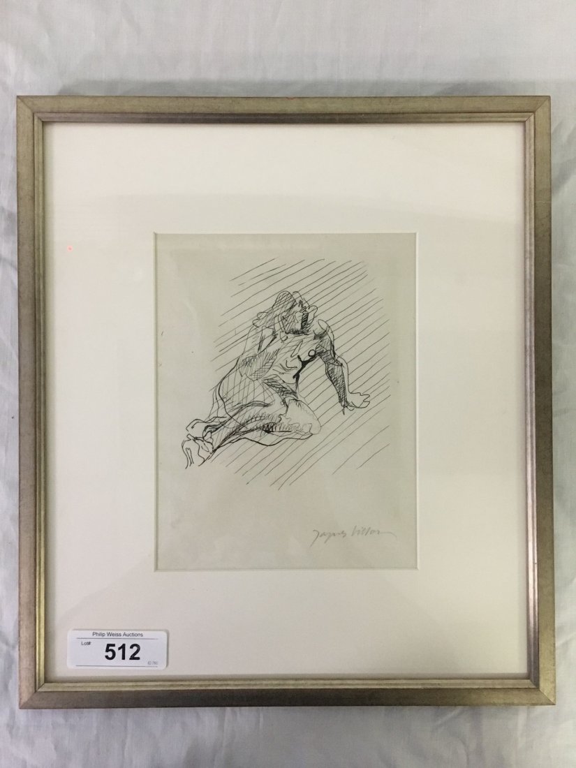 Jacques Villon, Signed Nude Etching: Image size seen approx. 9" x 7". Pencil signed lower right. (G)