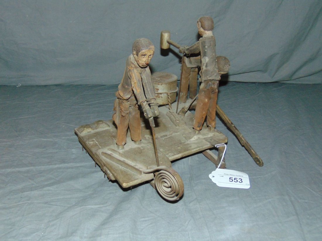 Wooden Folk Art Whirl-a-Gig: Approx. 12" long. Shows some wear. Examine