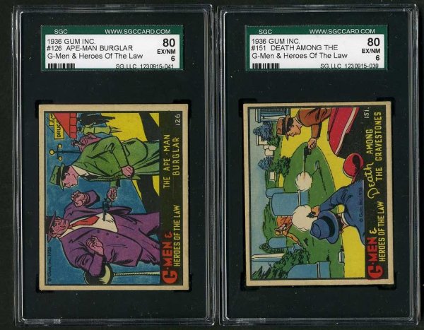 G-MEN 1936 GUM INC. CARD LOT OF 2.