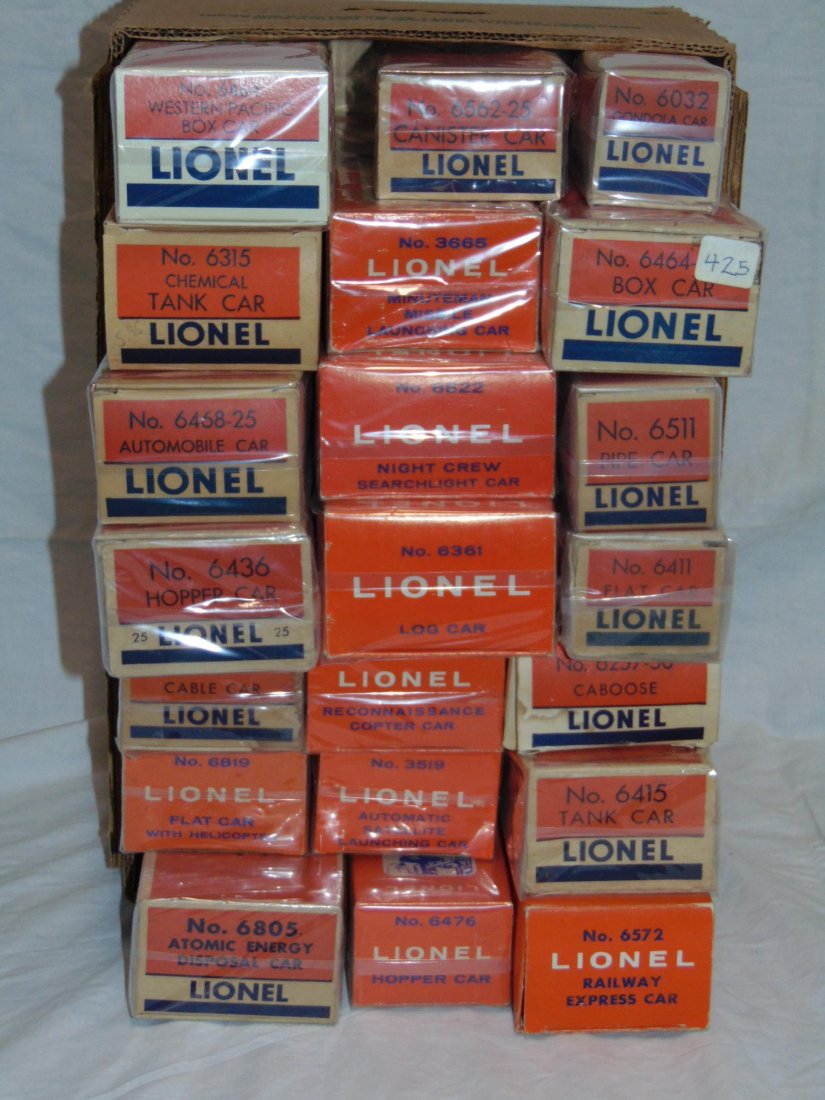 Large Lot of 21 Lionel Postwar Freight Cars, Boxed (1 of 3)