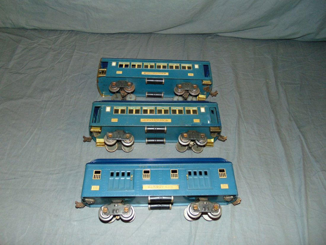 Lionel Prewar Std Gauge Lot of 3 Blue Pass Cars (1 of 2)