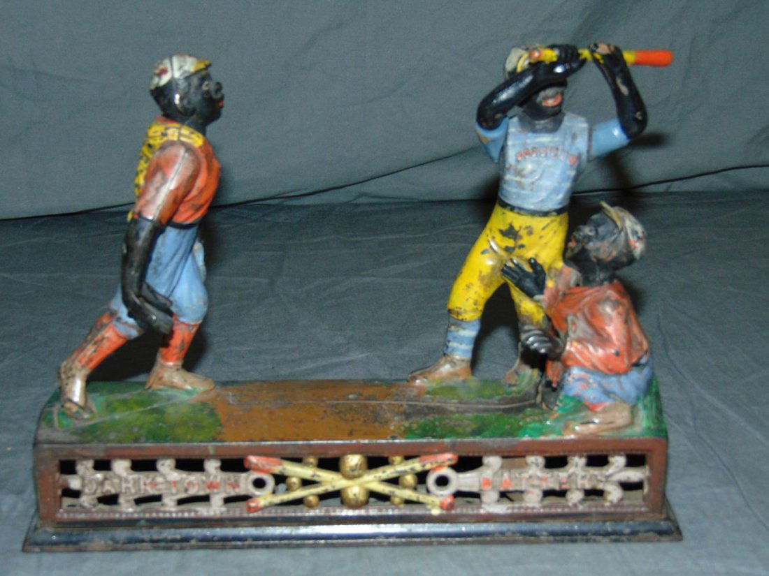 Darktown Battery Baseball Mechanical Bank. (1 of 9)