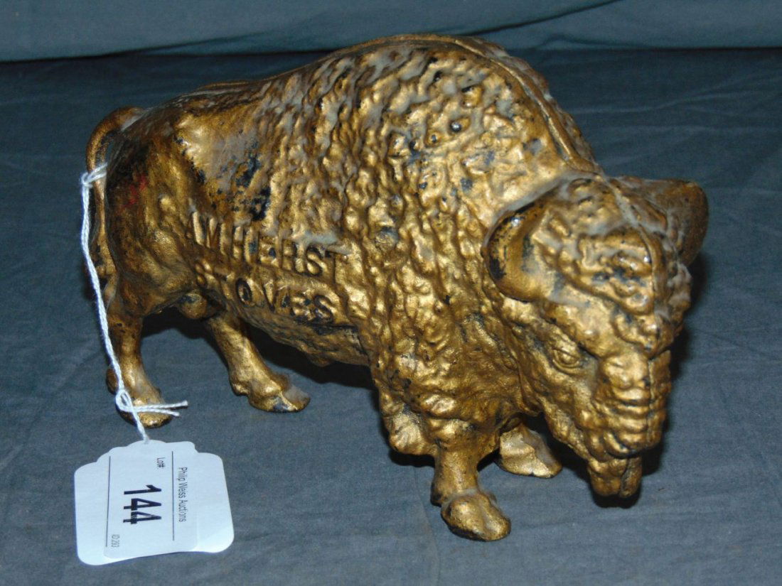 Cast Iron Amherst Stoves Buffalo Still Bank. (1 of 5)