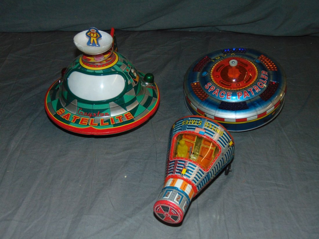 (3) Tin Litho Battery Operated Space Toys (1 of 3)