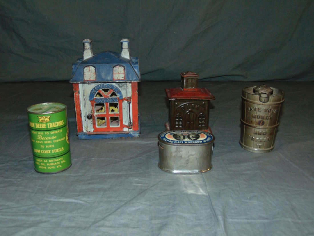 Lot of Five Still Banks. (1 of 8)