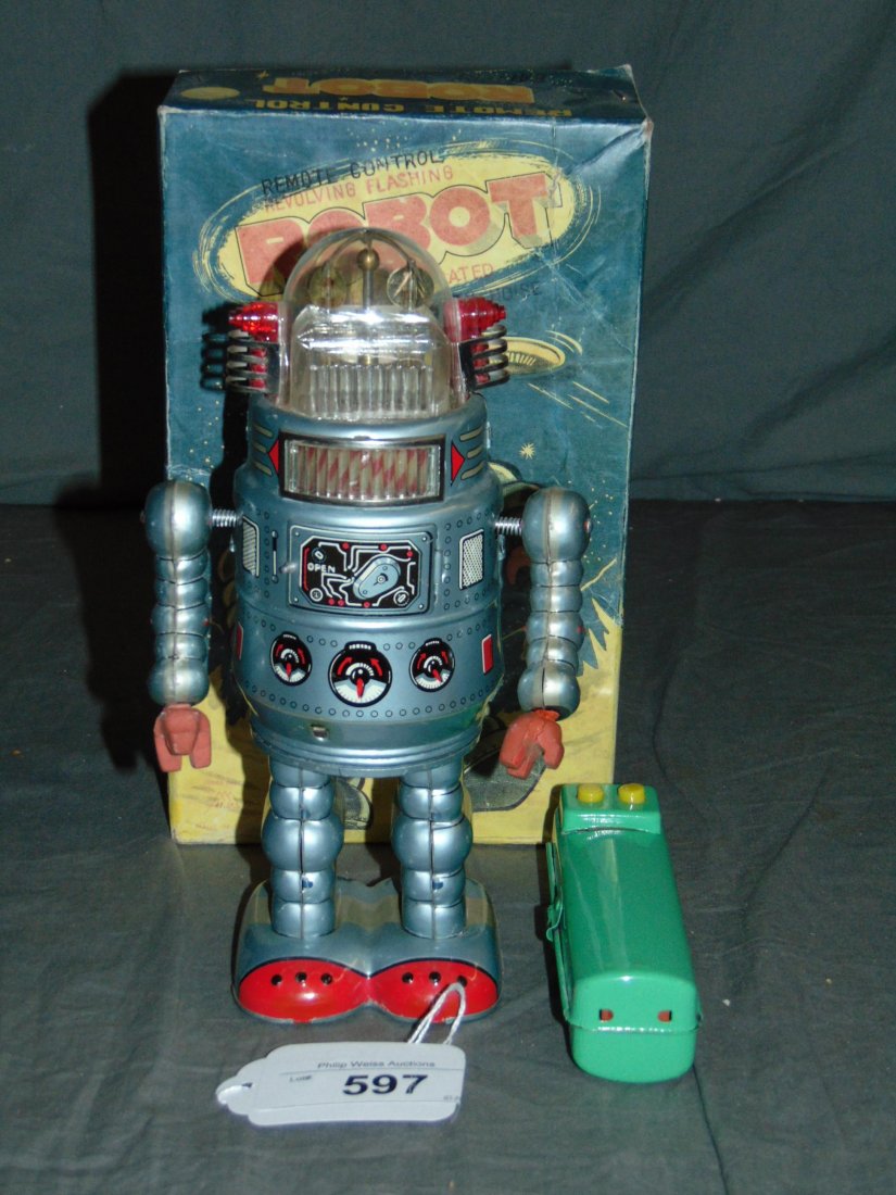 Tin Litho R/C Alps Door Robot w/Repro Box (1 of 9)