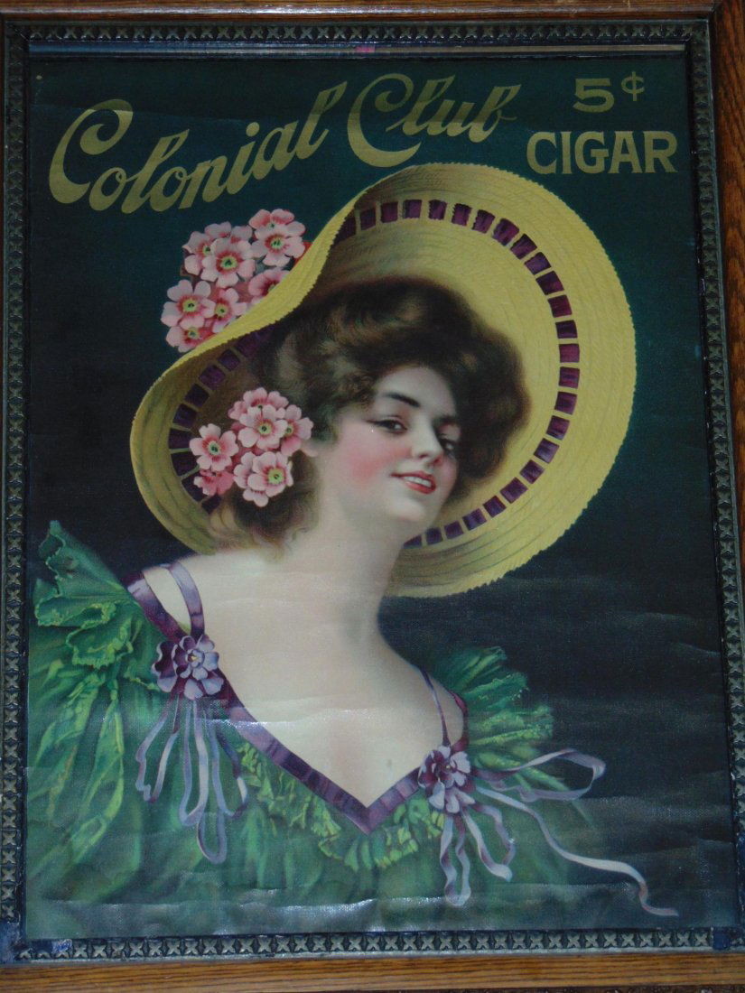 Colonial Club 5 Cent Cigar Paper Advertising Sign (1 of 4)