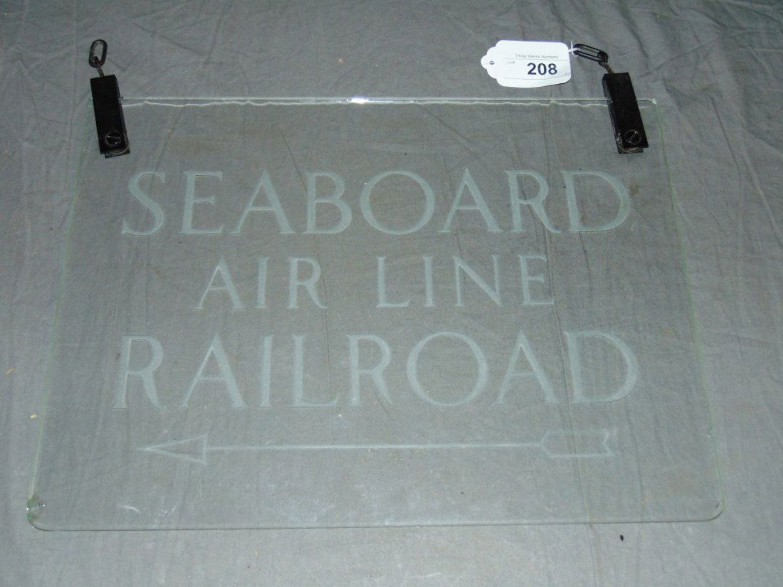 Seaboard Air Line Railroad Etched Glass Depot Sign (1 of 3)