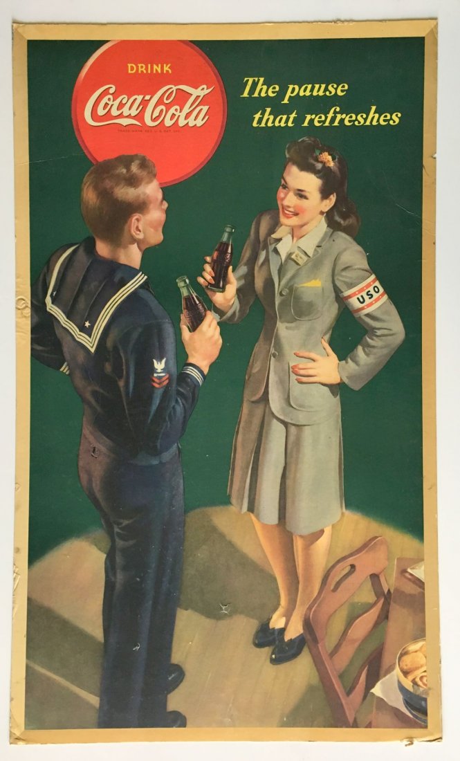 1943 Coca Cola Cardboard Advertising Sign (1 of 6)