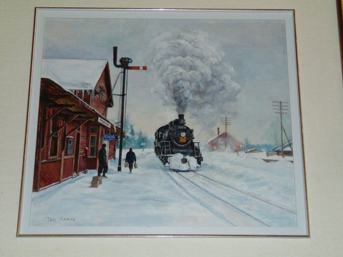 Ted Xaras Oil on Board Railroad Painting (1 of 3)