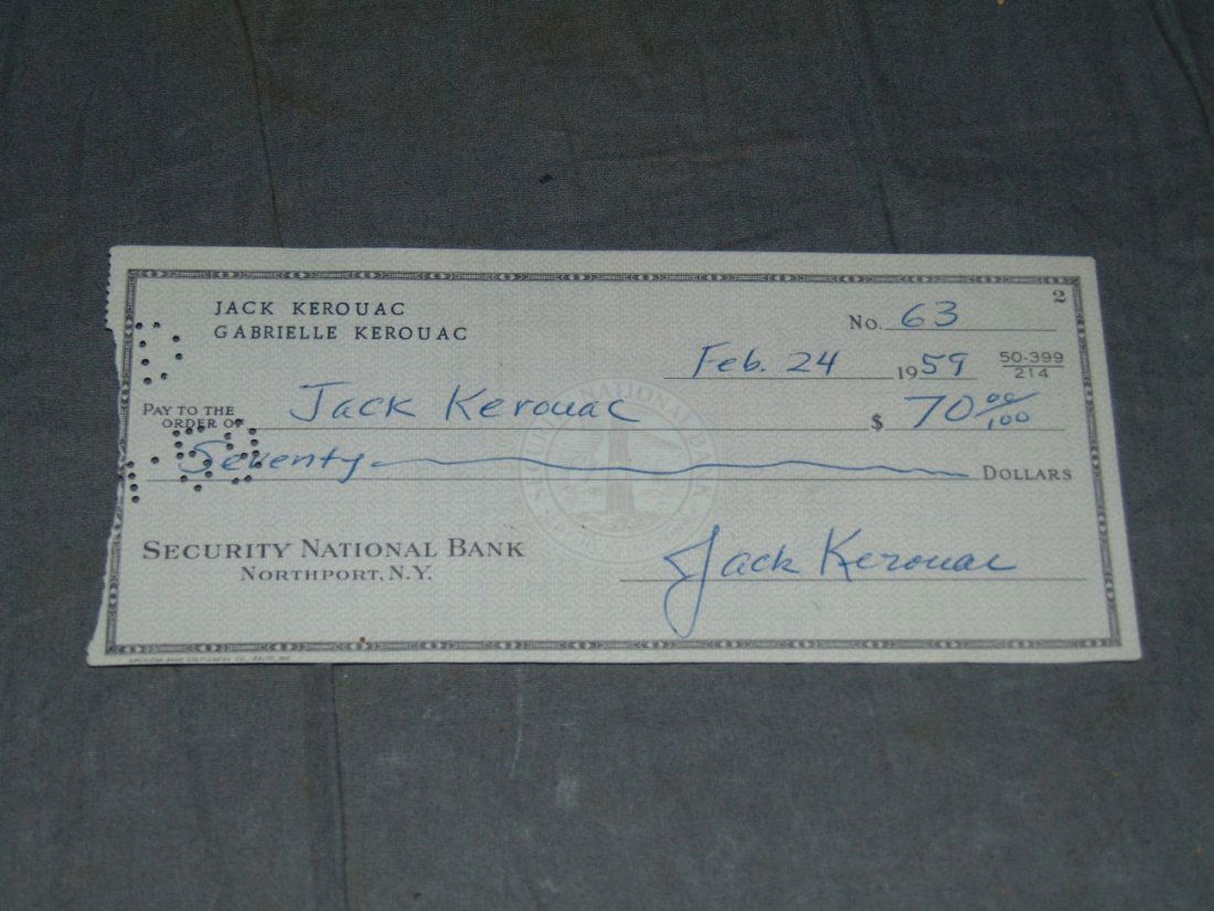 Jack Kerouac Check Signed. (1 of 4)