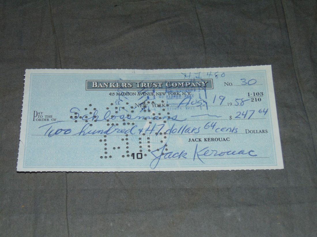 Jack Kerouac Check Signed. (1 of 3)