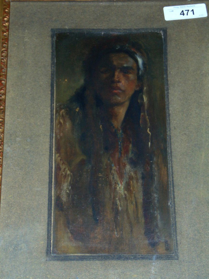 Oil on Canvas Portrait Native American. (1 of 5)
